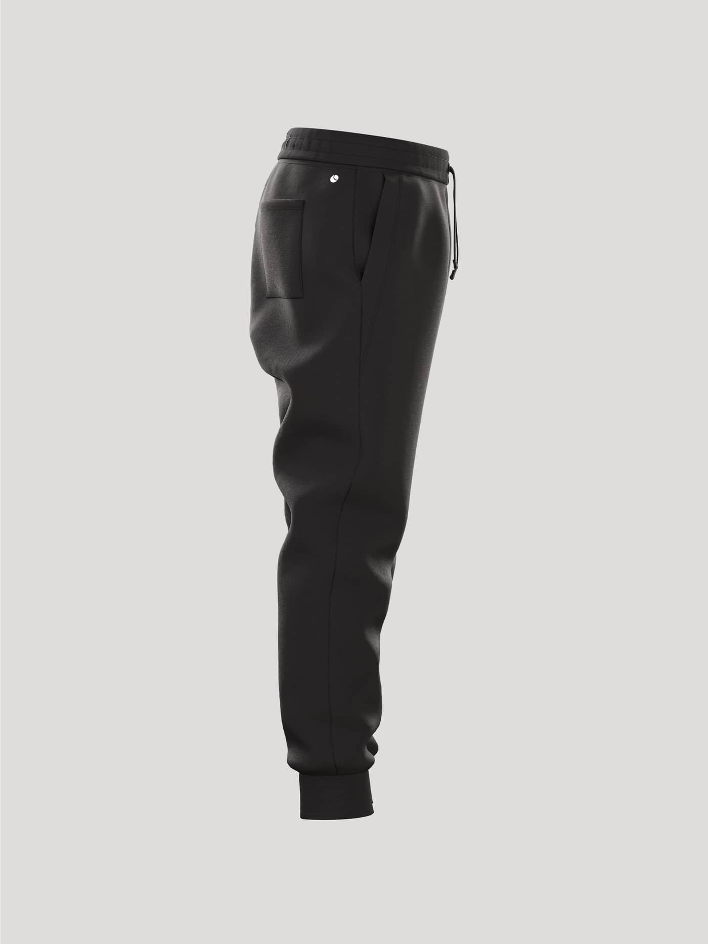 Seitenansicht der Borg Essential 3 Sweatpants für Kinder in Black Beauty (Schwarz) mit gerippten Bündchen und Seitentaschen. - Image 2