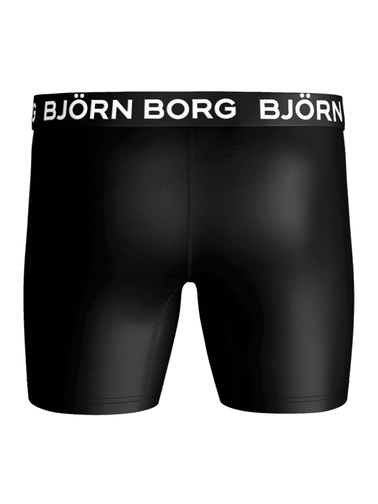 Back view of the black Björn Borg Sports Microfiber Boxers for training, performance boxer briefs with a white logo. - Image 2