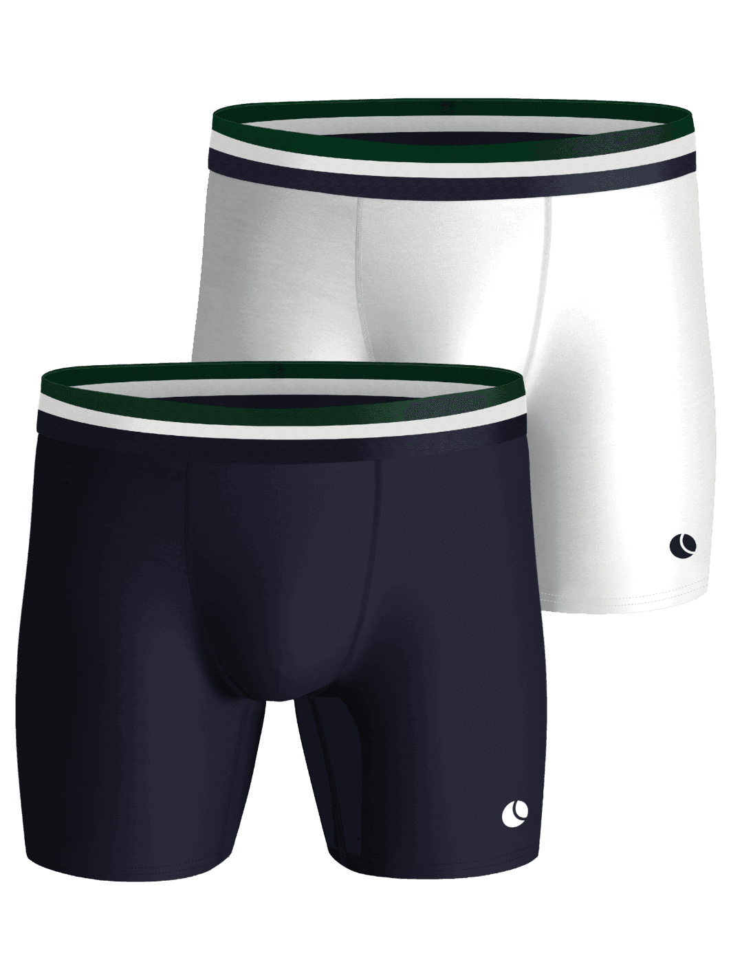 Sports Microfiber Boxers 2-pack i Navy Blue och White, prestandaboxers för träning med svarta och vita logotyper. - Image 1