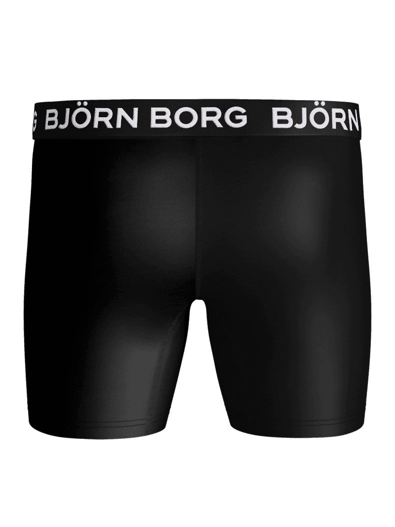 Back view of the black (Black) Sports Microfiber Boxers 3-pack training boxer briefs with a white logo waistband. - Image 3