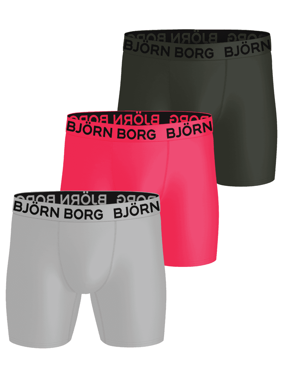 Sports Microfiber Boxers 3-pack in grijs, roze en antraciet van vochtafvoerende microfiber voor training. - Image 1