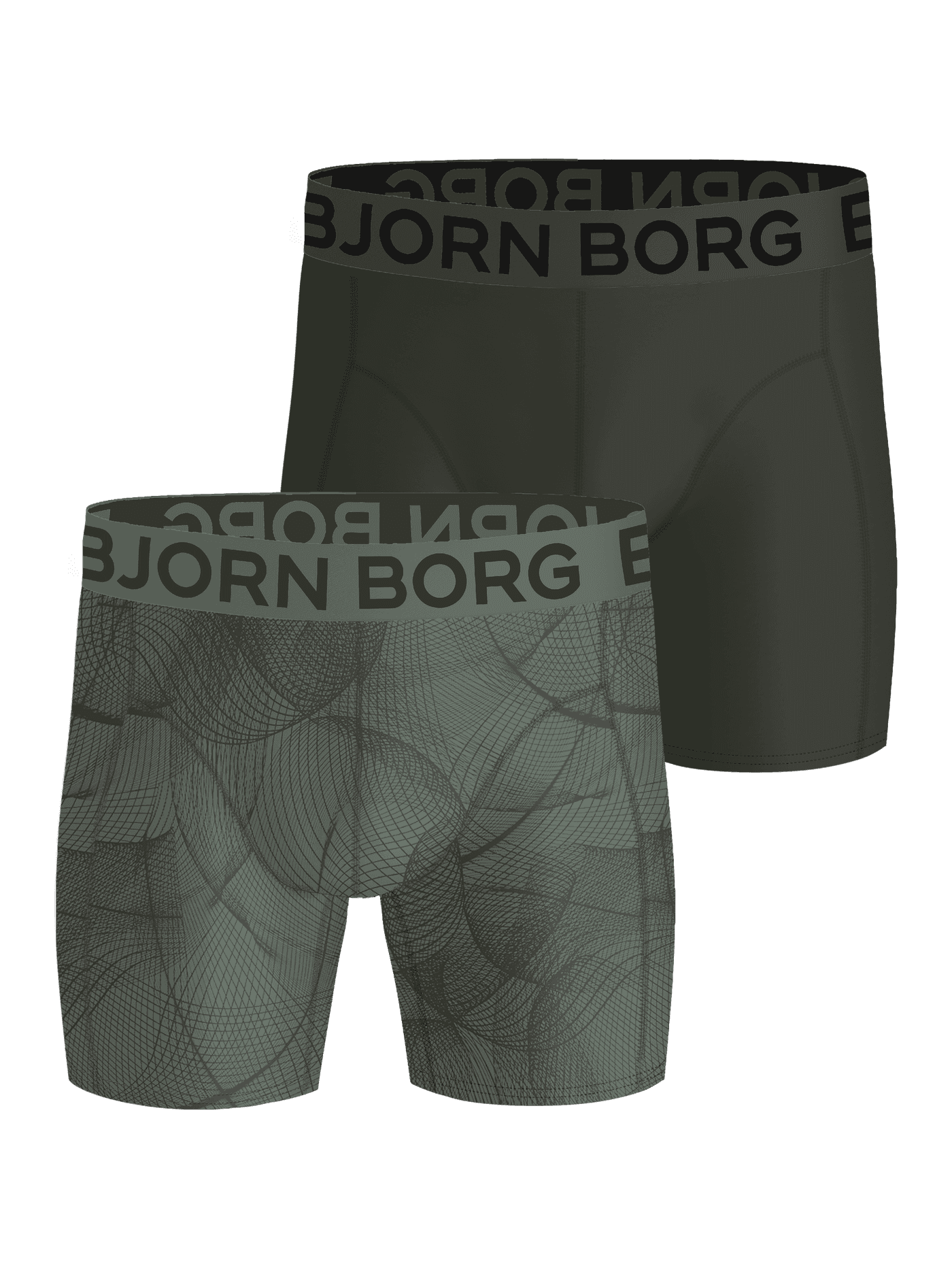 Sports Lightweight Boxers 2-pack in Grau: gemusterte und unifarbene Boxer Briefs fürs Training mit schwarzen Logos. - Image 1