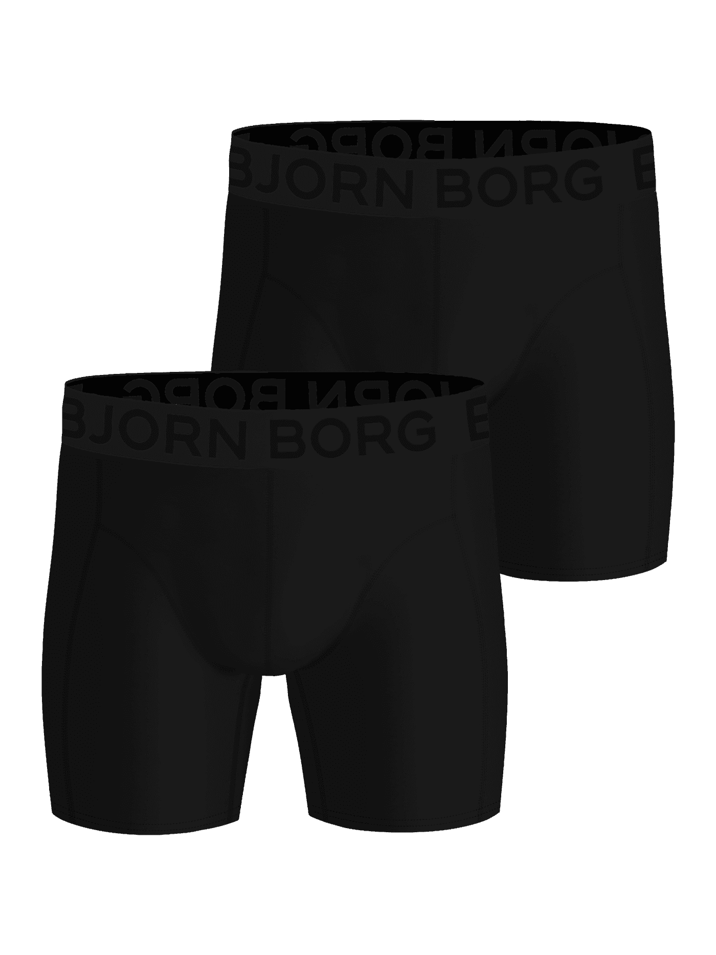 Front view of the black Björn Borg Sports Lightweight Boxers 2-pack, microfiber training boxer briefs with a secure fit. - Image 1