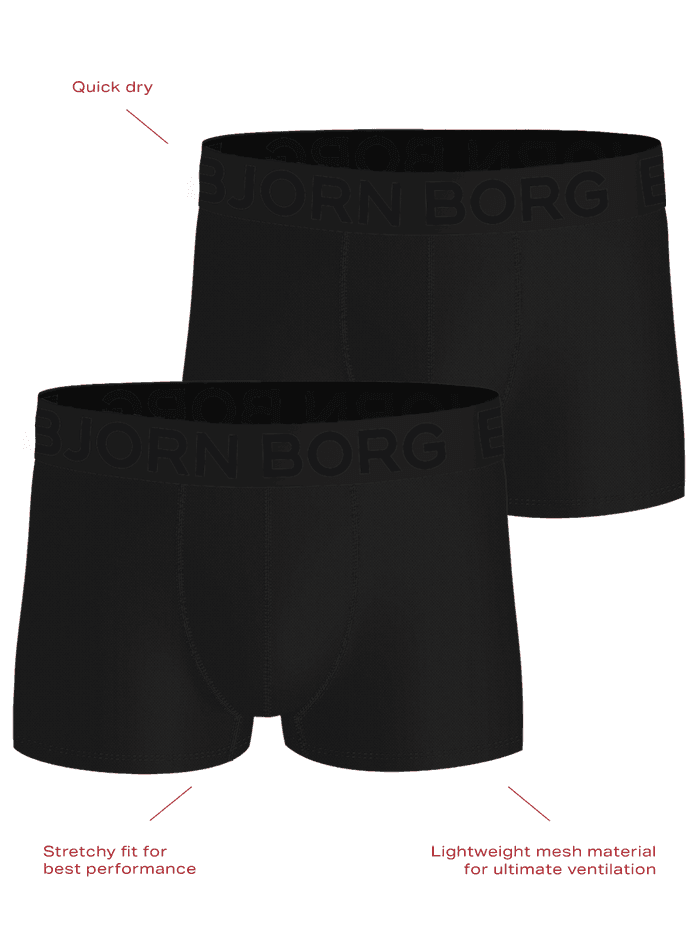 Sports Mesh Trunks 2-pack i Sort i åndbart mesh-stof med sort logo-linning til performance-træning.