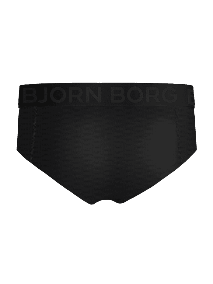Vue arrière des Sports Mesh Briefs 2-pack en Noir, en mesh respirant avec ceinture à logo ton sur ton pour l'entraînement. - Image 3