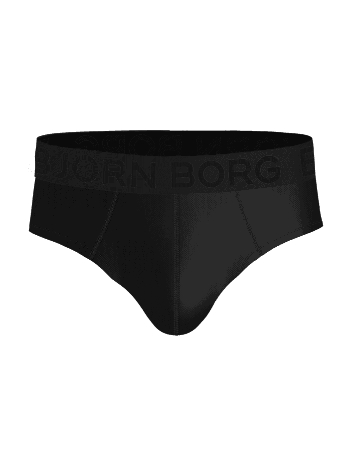 Sports Mesh Briefs 2-pack noirs en maille respirante pour l'entraînement avec ceinture à logo noir. - Image 2