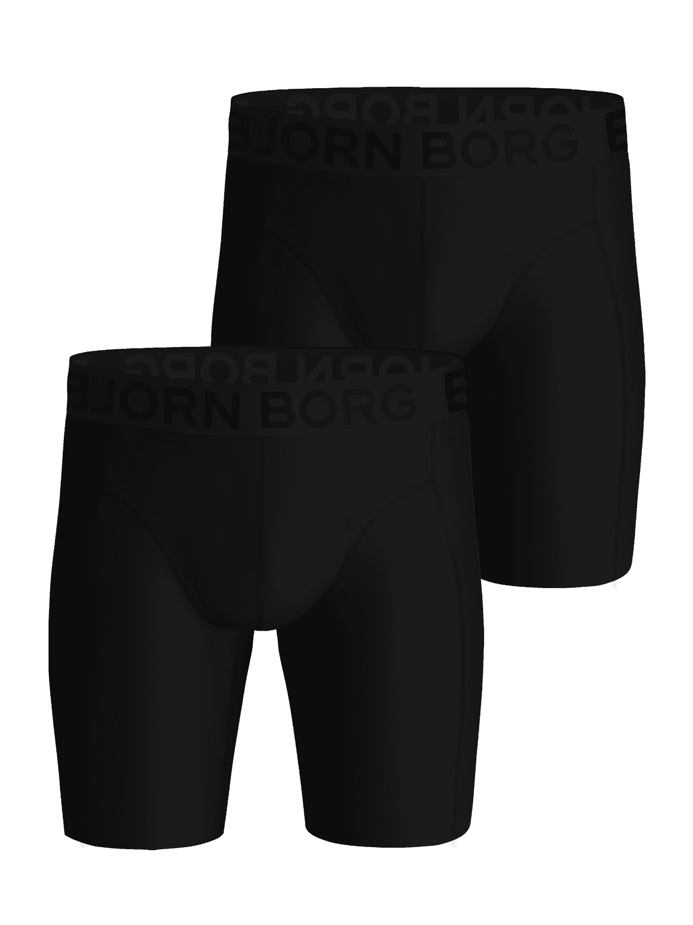 Björn Borg Sports Lightweight Long Leg Boxers 2-pack in black with a tonal logo, designed for high-performance training. - Image 3