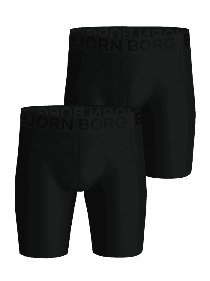 Sports Lightweight Long Leg Boxers 2-pack i Sort i let mikrofiber med tonalt logo til højtydende træning. - Image 3