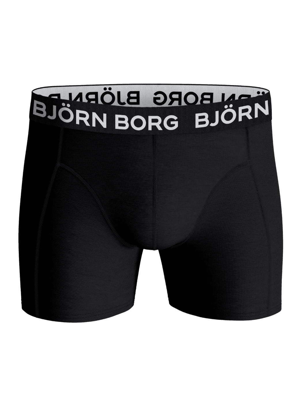 Front view of the black Björn Borg Cotton Stretch Boxers 5-pack for kids featuring a grey logo waistband. - Image 5