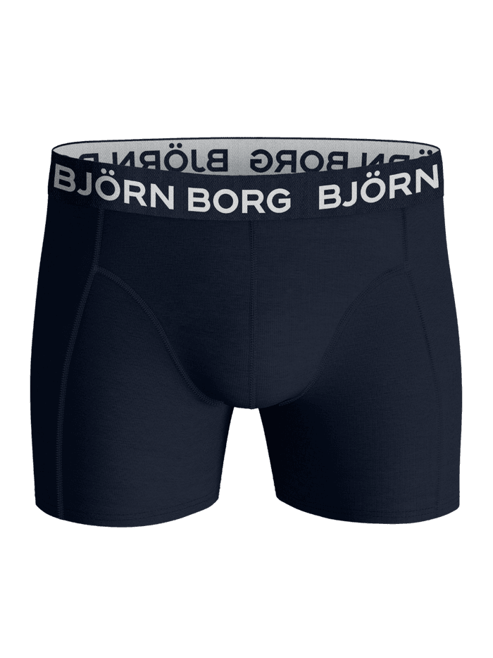 Björn Borg Cotton Stretch Boxers 3-pack voor kids in navyblauw met een wit logo-elastiek in vooraanzicht. - Image 5