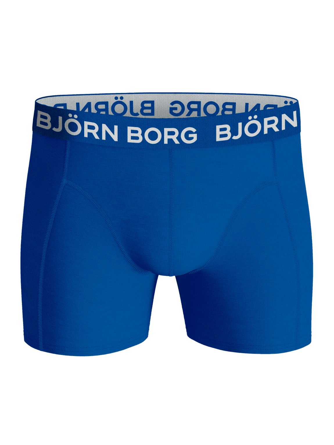 Vue de face du Cotton Stretch Boxers 3-pack bleu pour enfants avec une ceinture en microfibre logotée. - Image 4