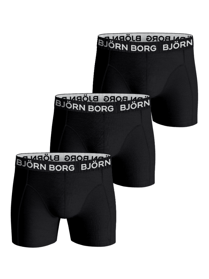 Cotton Stretch Boxers 3-pack for kids in black, featuring soft cotton boxer briefs with a white logo waistband. - Image 1