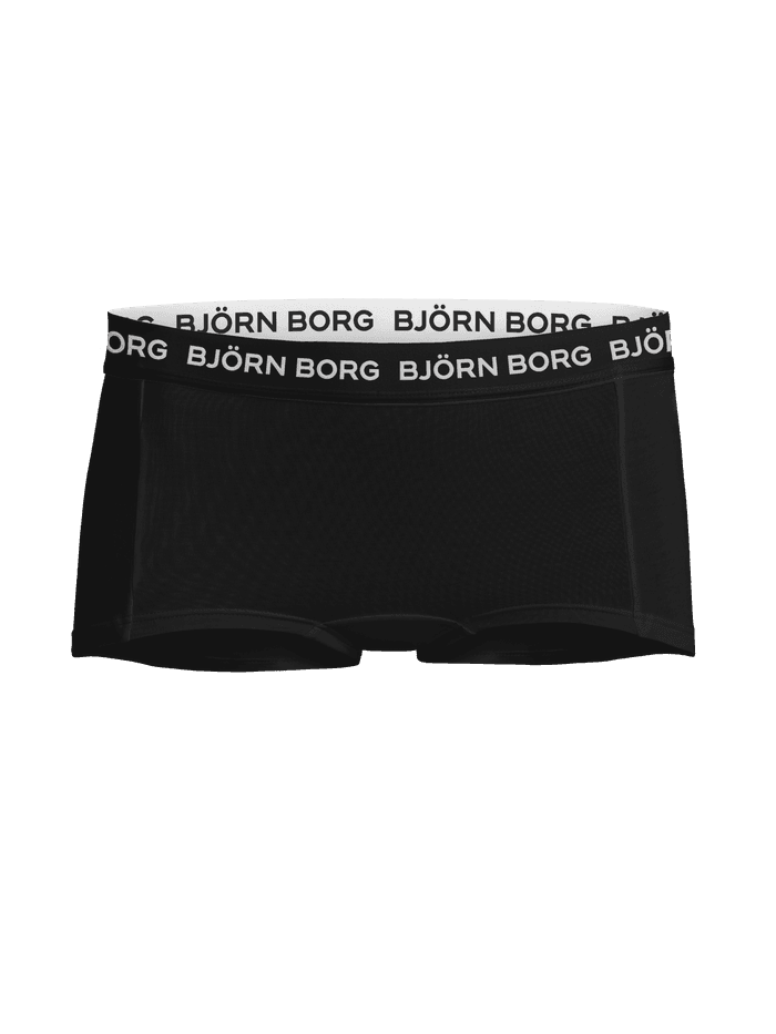 Vooraanzicht van de zwarte Cotton Stretch Boxer Shorts 5-pack voor kids met een witte logo-tailleband. - Image 3