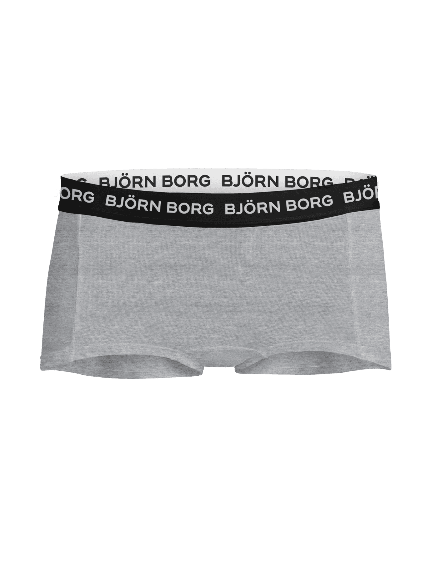 Grey Cotton Stretch Boxer Shorts 5-pack for kids, featuring a comfortable fit and a black waistband with white logos. - Image 2
