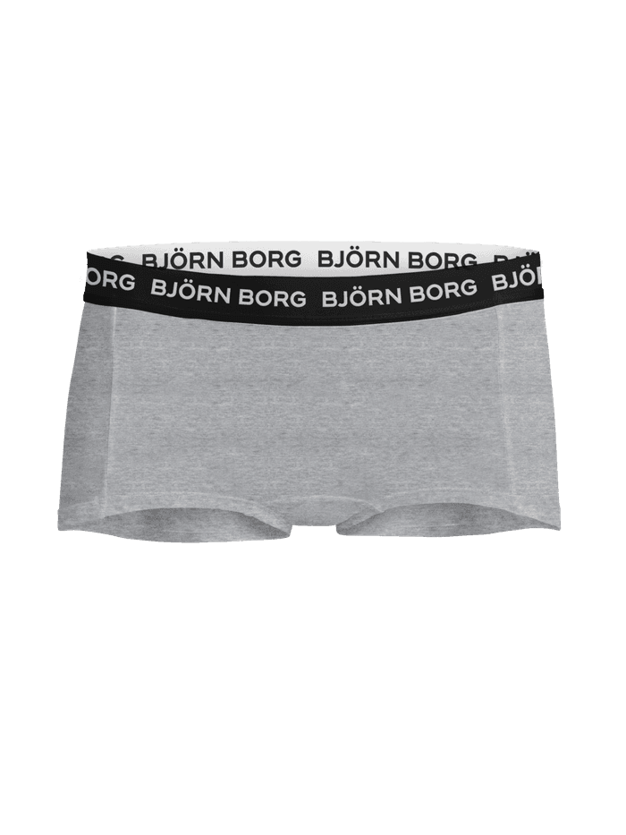 Björn Borg grijze Cotton Stretch Boxer Shorts 5-pack voor kids met zwarte tailleband en wit logo in vooraanzicht. - Image 2