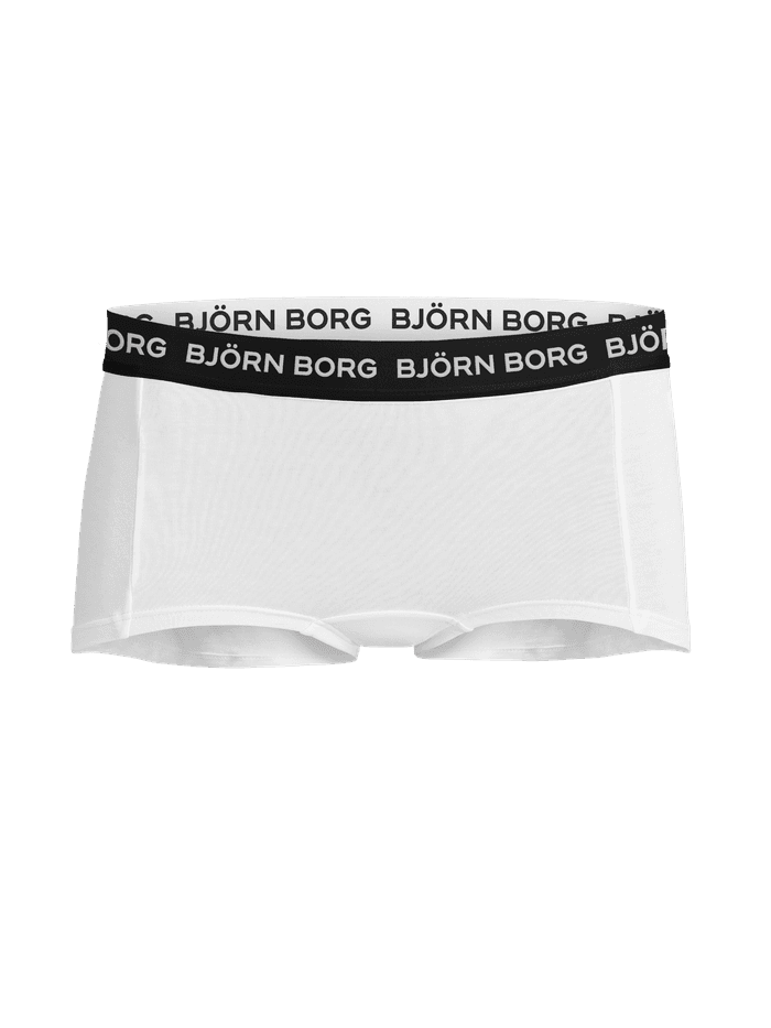 Vooraanzicht van de Cotton Stretch Boxer Shorts 5-pack voor kinderen in Wit met een zwarte elastische logotailleband. - Image 4