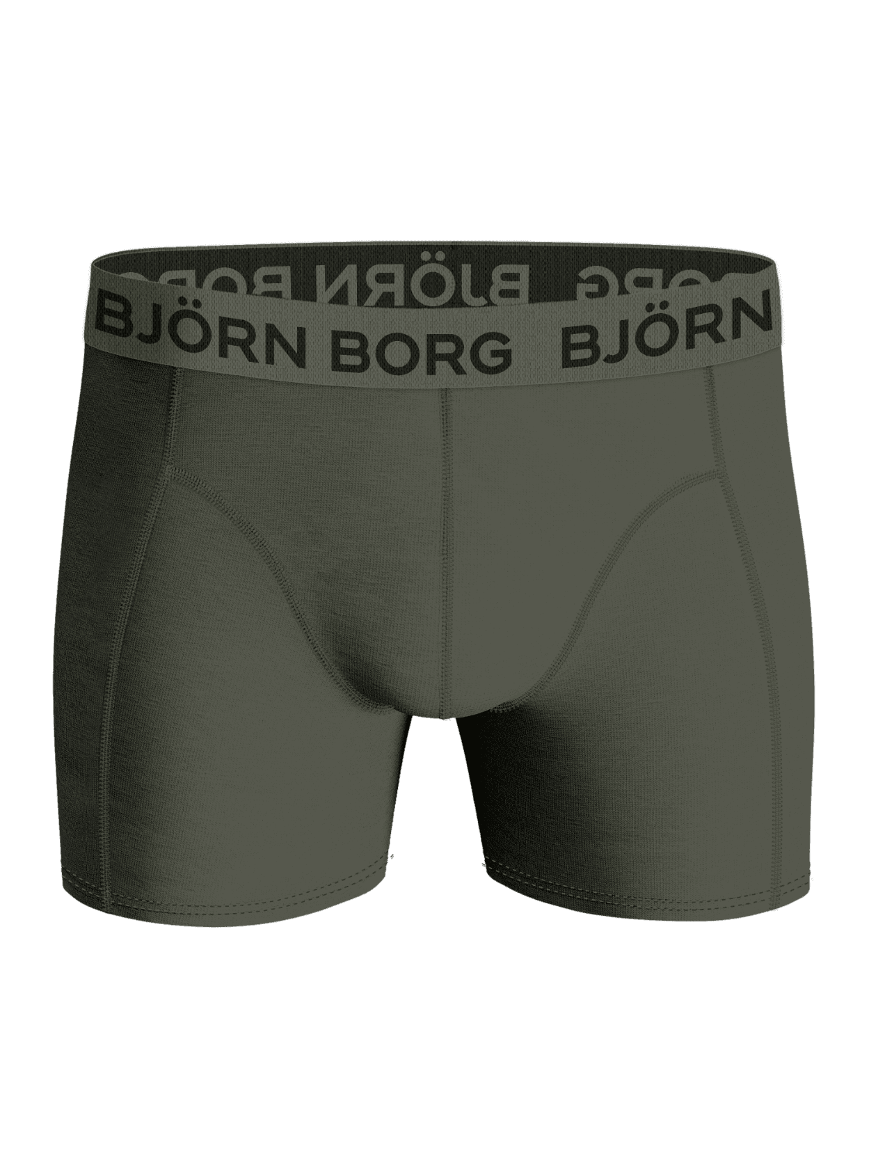 Front view of the Björn Borg Cotton Stretch Boxers 3-pack in Green, featuring a soft waistband and black logo. - Image 5