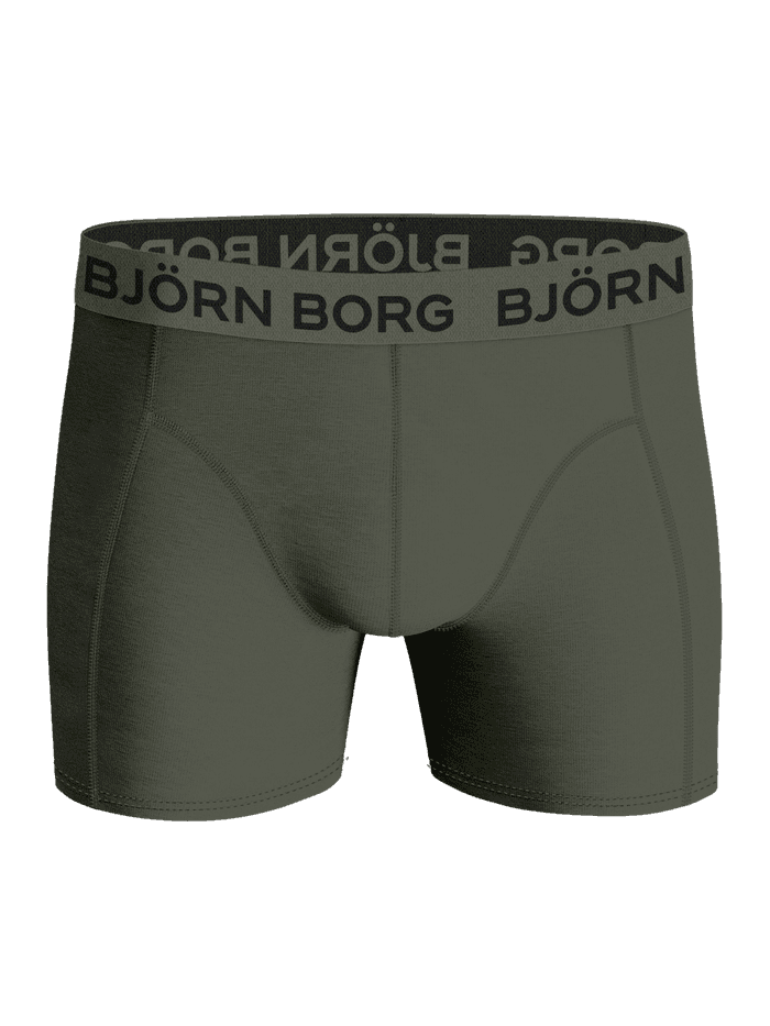Front view of the Björn Borg Cotton Stretch Boxers 3-pack in Green, featuring a soft waistband and black logo. - Image 5