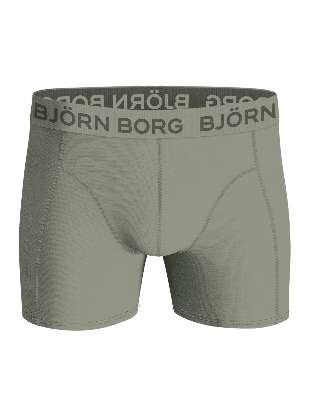 Front view of functional Björn Borg Cotton Stretch Boxers 3-pack in Green (Green) with a dark green logo waistband. - Image 2