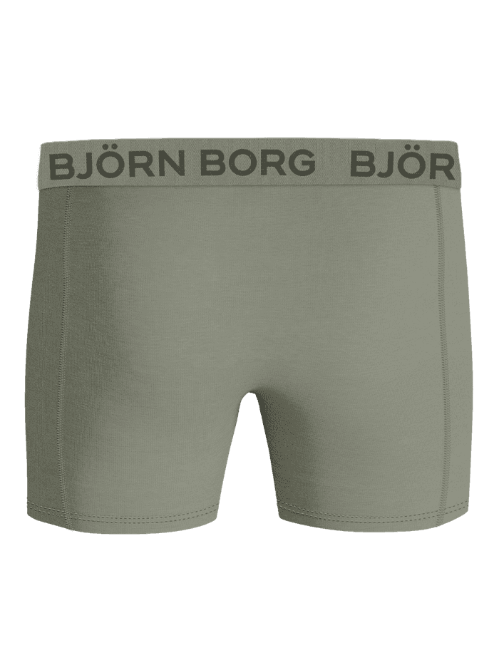 Back view of the Green (Green) Cotton Stretch Boxers 3-pack, stylish functional cotton boxer briefs with a dark green logo. - Image 3