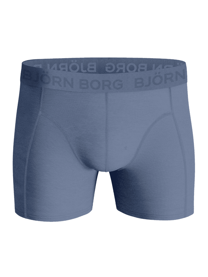 Front view of the solid blue Cotton Stretch Boxers 3-pack for men, featuring functional boxer briefs with a tonal logo. - Image 5