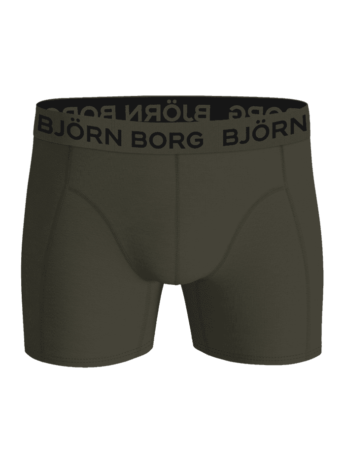 Front view of the Green Cotton Stretch Boxers 3-pack, functional boxer briefs featuring a soft logo elastic waistband. - Image 2