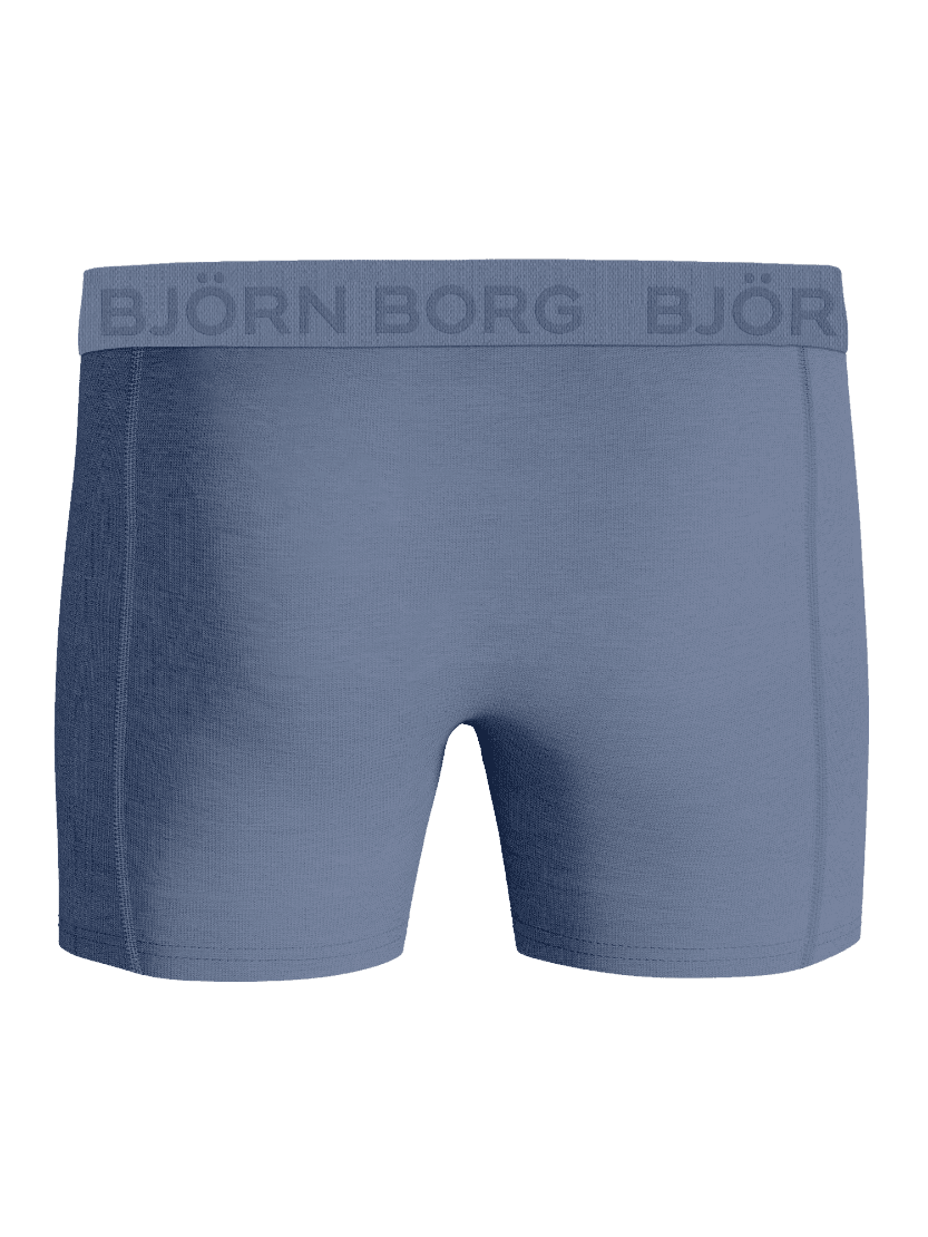 Vorderansicht der blauen Cotton Stretch Boxers 3-pack aus Baumwoll-Stretch mit Logo-Bund für Stil und Funktion. - Image 3