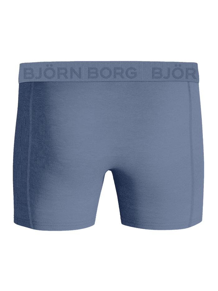 Front view of the blue Cotton Stretch Boxers 3-pack, featuring a soft elastic logo waistband for style and function. - Image 3