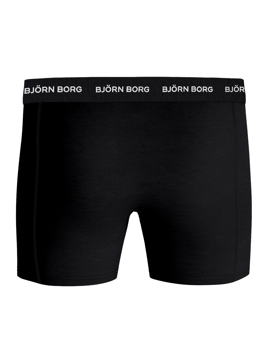 Front view of the Black (Black) Cotton Stretch Boxers 5-pack, featuring a logo waistband and soft cotton for comfort. - Image 3