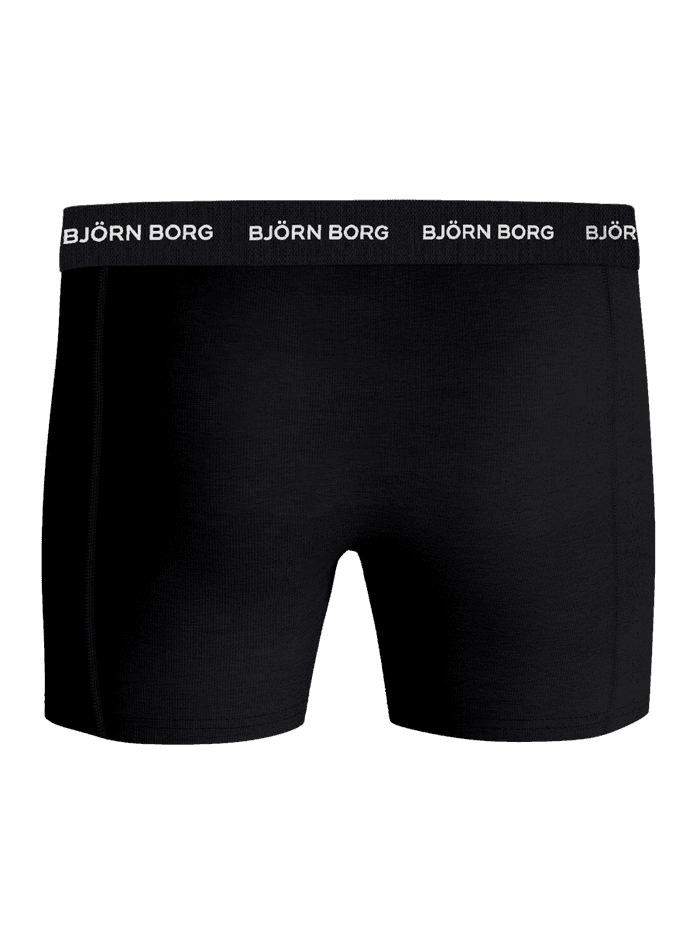 Front view of the Black (Black) Cotton Stretch Boxers 5-pack, featuring a logo waistband and soft cotton for comfort. - Image 3