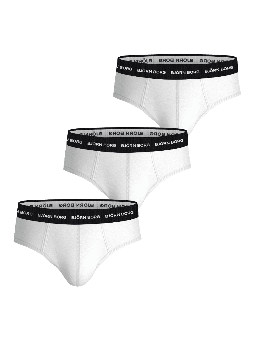 Cotton Stretch Briefs 3-pack in Weiß aus Baumwollstretch mit schwarzem Logo-Gummibund und mittelhoher Passform für Herren. - Image 2