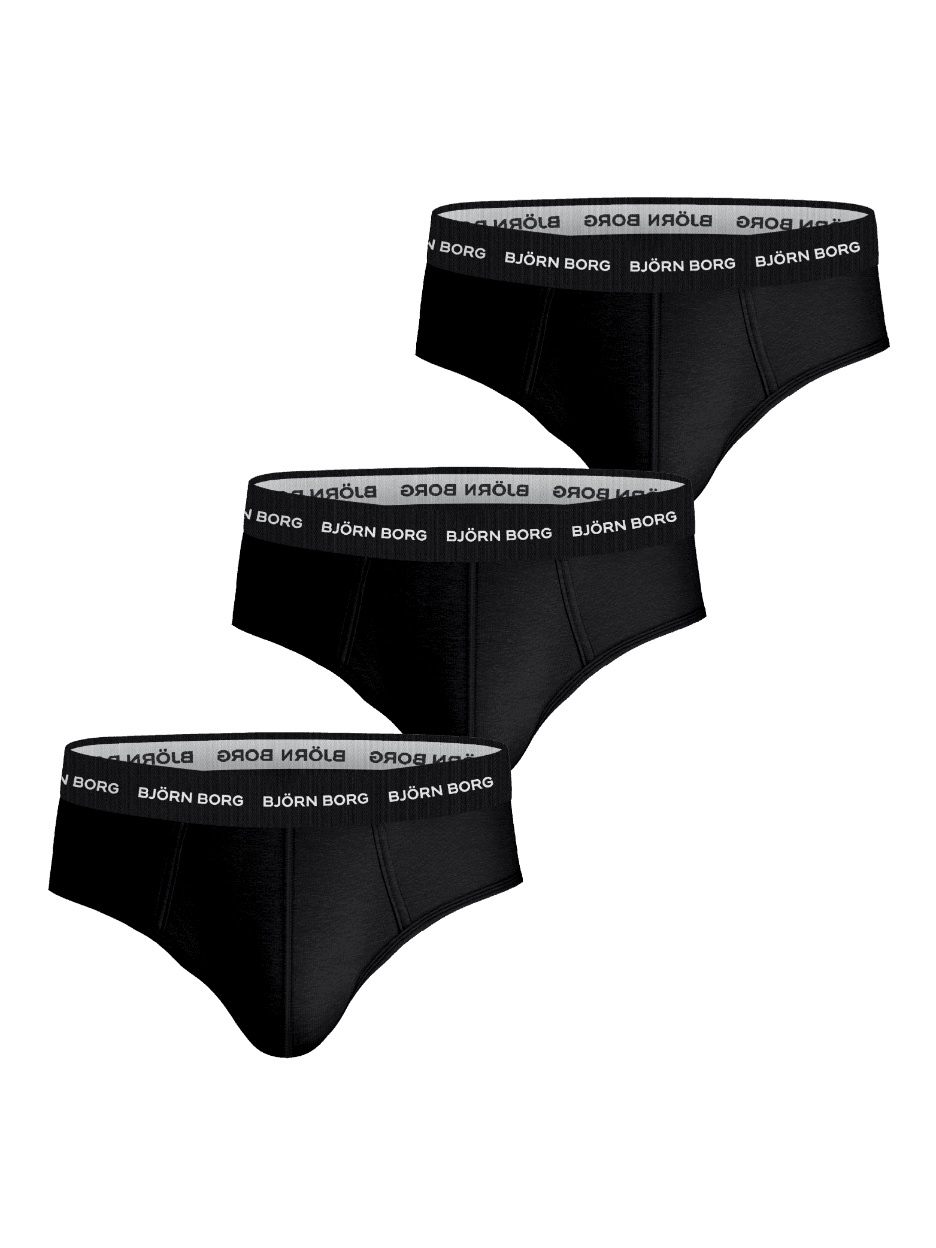Cotton Stretch Briefs 3-pack i Sort bomuldsstretch med hvide logoer, designet til daglig stil og funktion. - Image 3