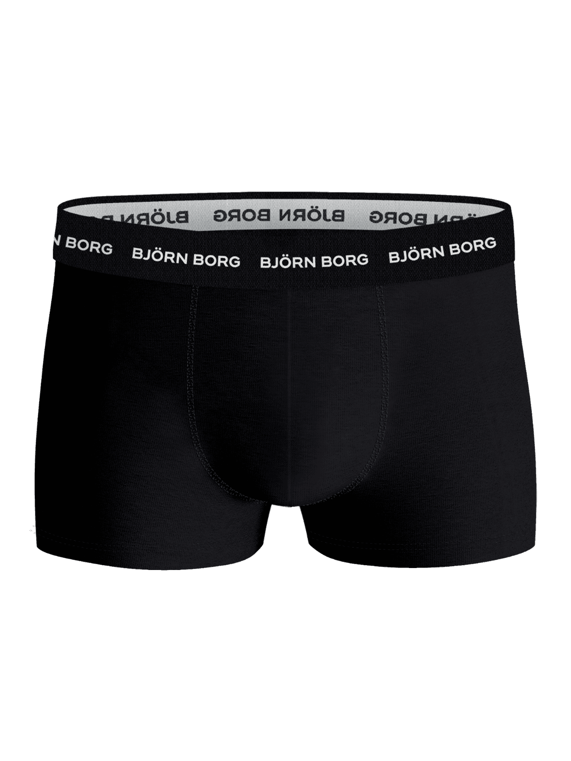 Front view of the black Cotton Stretch Trunks 3-pack for men, with a white logo and functional cotton stretch quality. - Image 2