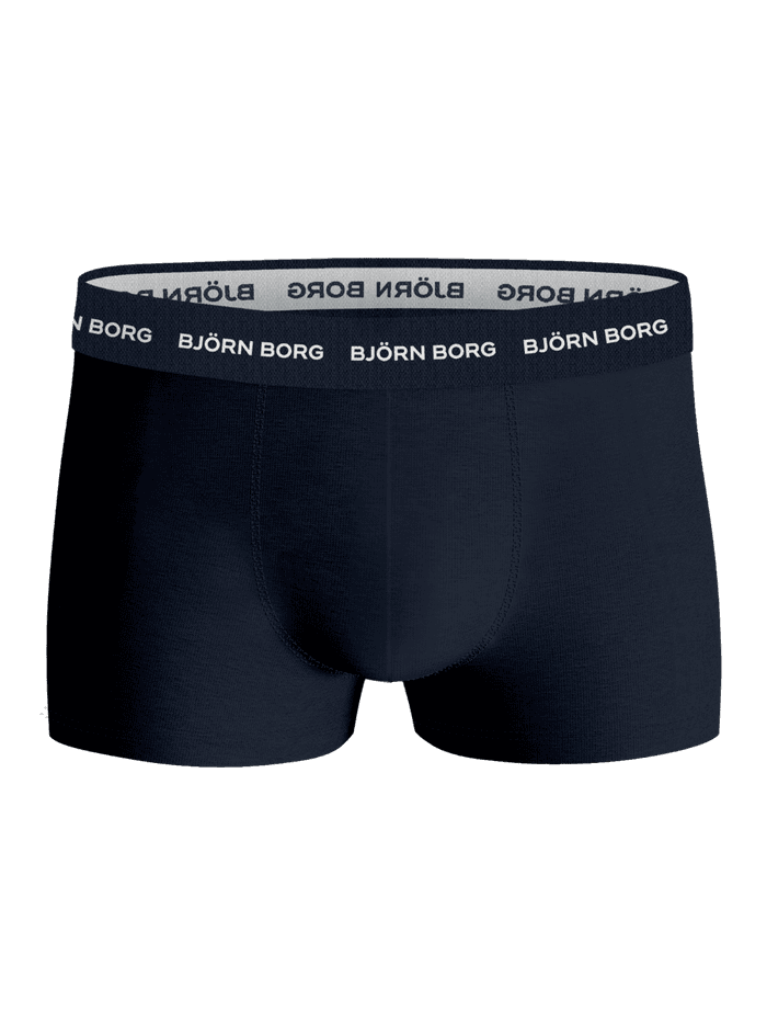 Marineblauwe Cotton Stretch Trunks 3-pack in vooraanzicht met een zachte elastische tailleband met logo. - Image 4