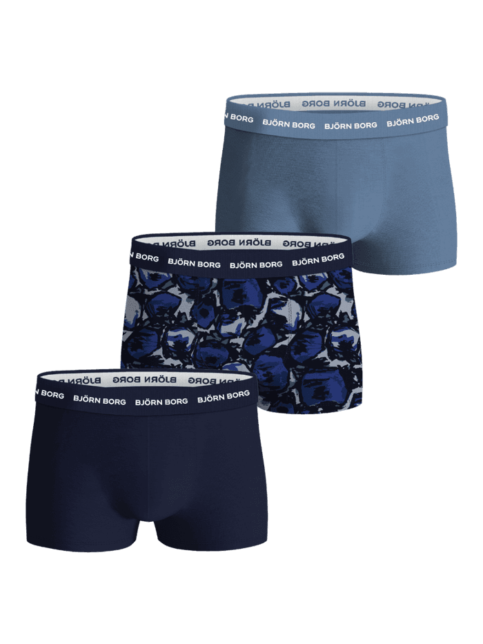 Björn Borg - Cotton Stretch Trunks 3-pack Bleu
