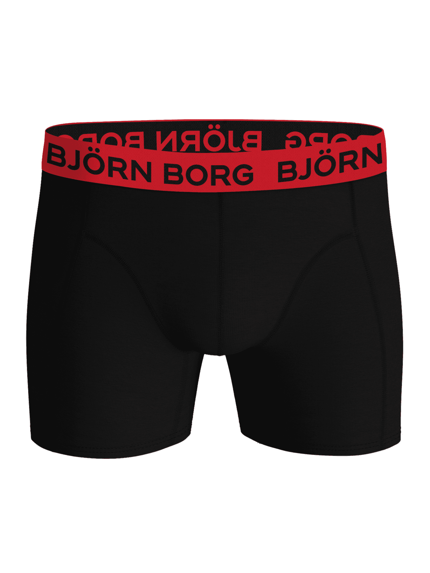 Cotton Stretch Boxers 7-pack i svart bomullsstretch med rød elastisk linning og svart logo, sett forfra. - Image 5