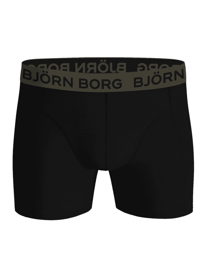 Cotton Stretch Boxers 7-pack in black (Black) featuring soft, perfect-fitting boxer briefs with a black logo, front view. - Image 4