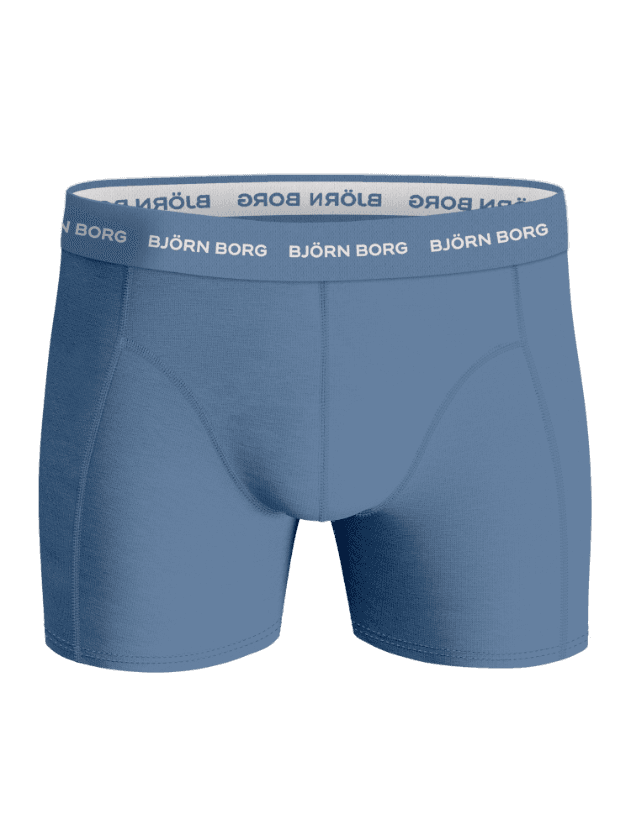 Blå Cotton Stretch Boxers 12-pack til mænd set forfra i blød bomuldsstretch med hvid logolinning. - Image 4