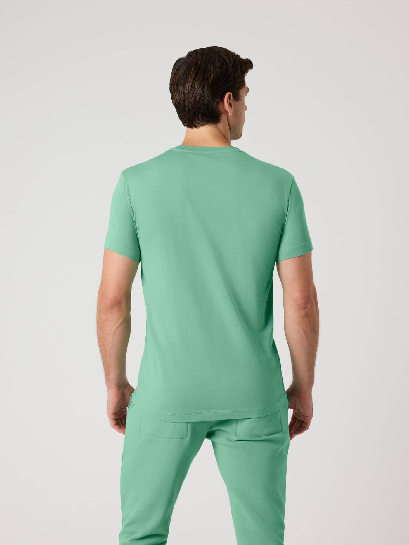 Centre T-Shirt i Malachite Green (Grøn) set bagfra på en mand i blød bomuld med en almindelig pasform. - Image 2