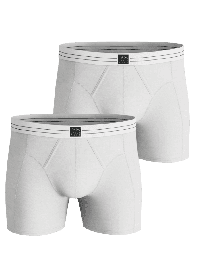 Viscose Cotton Blend Boxers 2-pack in wit voor heren met een functioneel design en zwart logolabel, vooraanzicht. - Image 2
