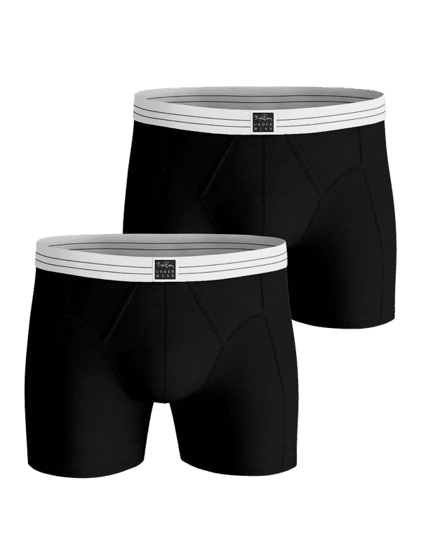 Black Björn Borg Viscose Cotton Blend Boxers 2-pack featuring soft boxer briefs with a striped logo waistband.