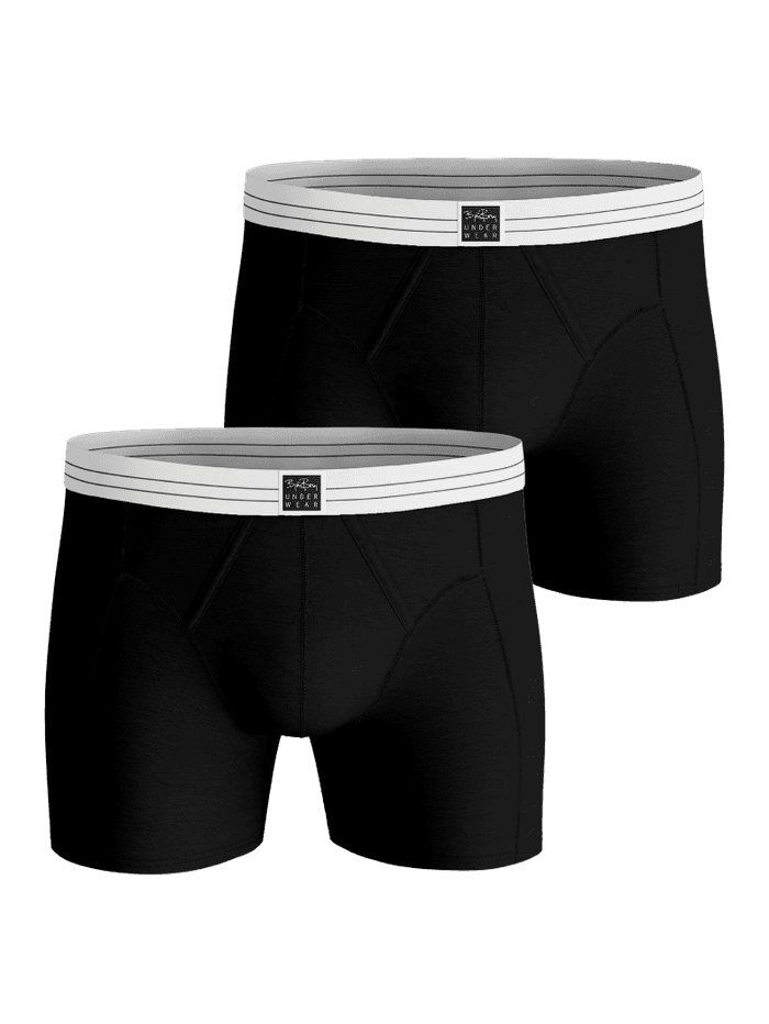 Viscose Cotton Blend Boxers 2-pack in Schwarz aus weicher Viskose-Baumwollmischung mit gestreiftem Logo-Bund für Herren.