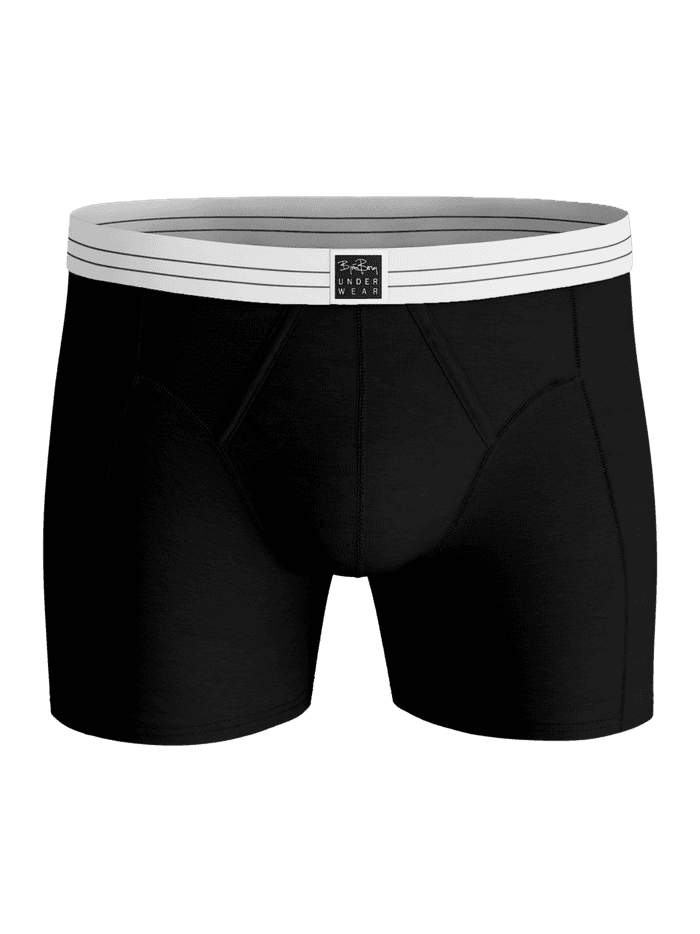 Viscose Cotton Blend Boxers 2-pack i Sort til mænd med hvid stribet elastik og sort logo set forfra. - Image 2