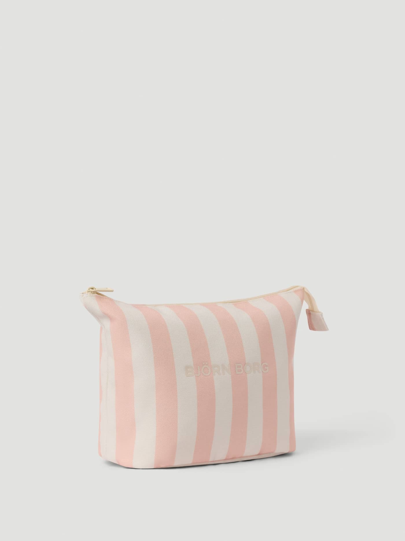 Vista frontal del neceser Borg Beach Wash Bag en Rose Cloud (Rosa) con rayas y logotipo tonal en poliéster duradero. - Image 5