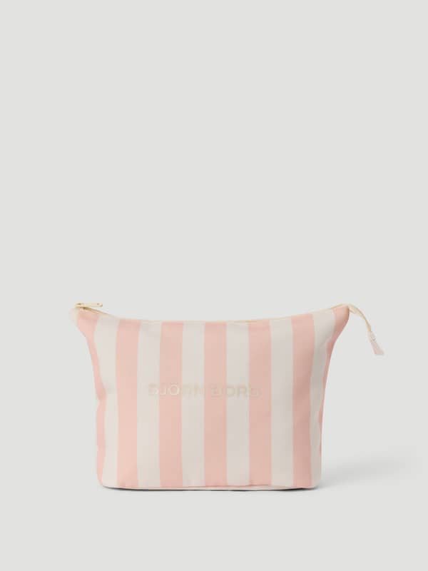 Trousse de toilette Borg Beach Wash Bag en Rose Cloud (Rose) à rayures avec logo crème en polyester recyclé résistant.