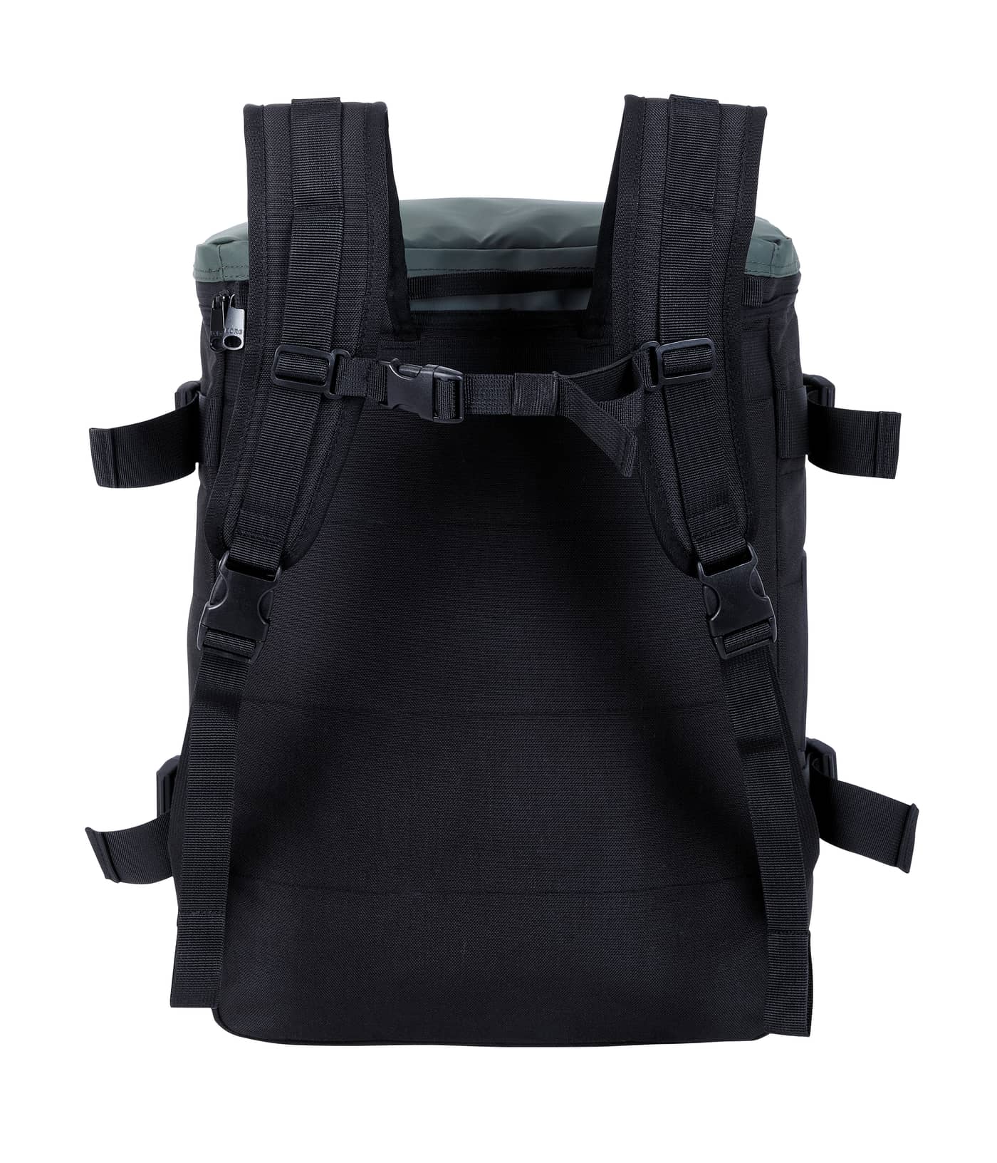 Back view of the Travel Backpack M - 22L in Mountain View (Green) featuring padded straps and an adjustable breast strap. - Image 3