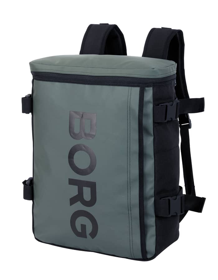 Travel Backpack M - 22L in Mountain View (Groen) met een zwart BORG-logo en een duurzame TPE-gecoate constructie. - Image 2