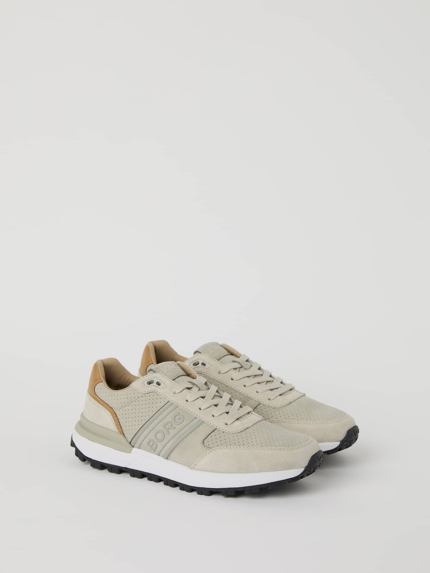 Men’s Sneakers R2400 i Light Grey (Grå) med löparstil, ton-i-ton-logotyp och perforerat nubuckläder. - Image 1