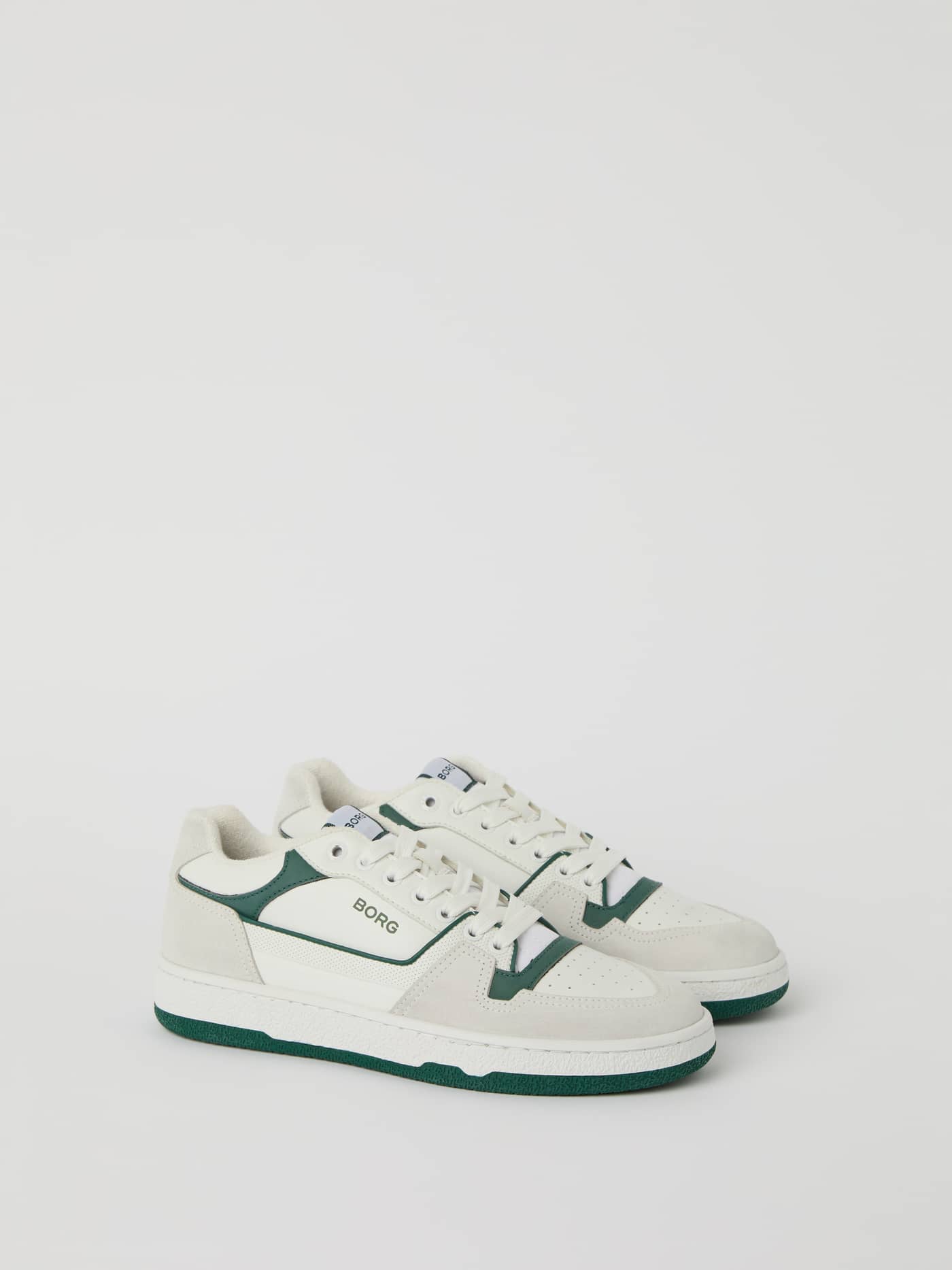 Men’s Sneakers T3100 i hvid med overdel i åndbart læder, mørkegrønne detaljer og et klassisk tennislook. - Image 2