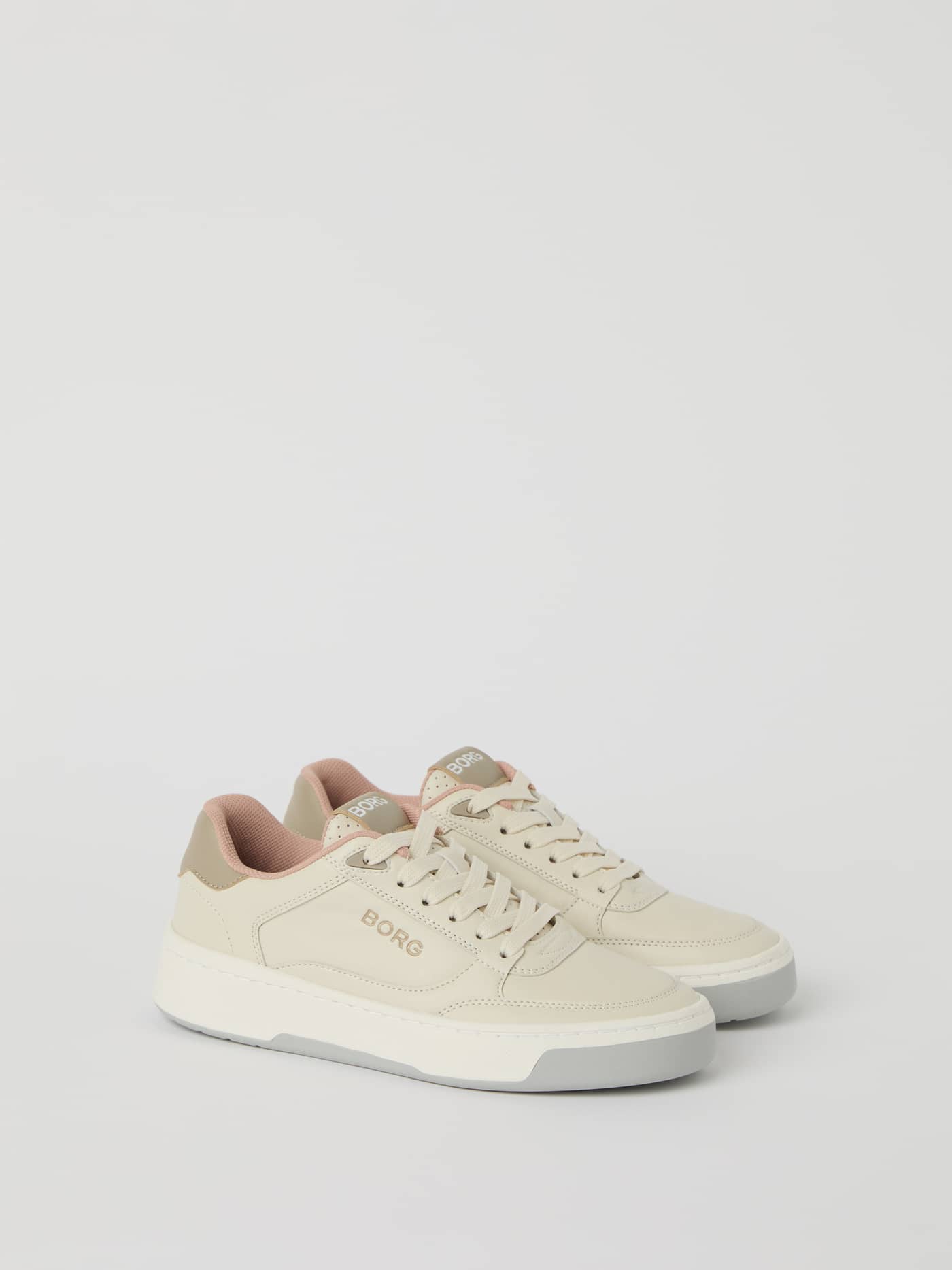Womens Sneakers T2200 en cuir synthétique blanc au style tennis avec logo taupe et une coupe élégante performante. - Image 1